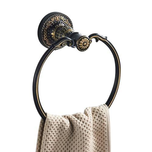 Vintage Style Antique Black Towel Ring Retro Towel Holder Wall Mounted Bathroom Hardware - color: Antique Black-towel Ring