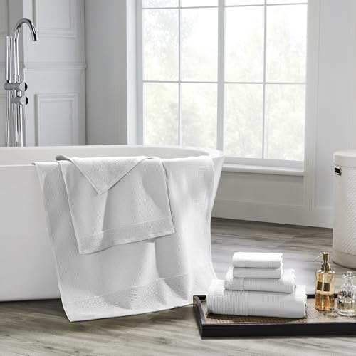 Modern Threads Waffle-Rib 6-Piece Towel Set – Premium Cotton Bath Towels, Ultra-Absorbent & Soft, Elegant Waffle Texture for Bathroom & Spa, White - color: White