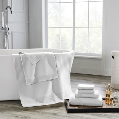 Modern Threads Waffle-Rib 6-Piece Towel Set – Premium Cotton Bath Towels, Ultra-Absorbent & Soft, Elegant Waffle Texture for Bathroom & Spa, White - color: White