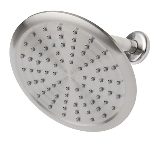 Niagara Conservation N9520BN Rainfall Spa 1-Spray with 2 GPM 8-in. Wall Mount Adjustable Fixed Shower Head in Brushed Nickel, 1-Pack | Bathroom Shower Head Sprayer with Pressure Compensation - color: Brushed Nickel, size: 2 GPM