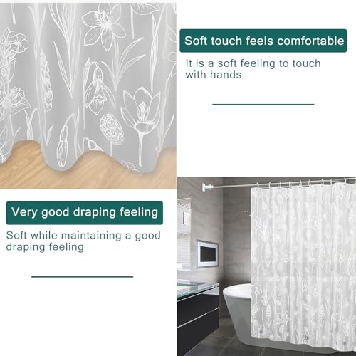 Shower Curtain Liner, 100% Waterproof Peva Shower Curtains with 3 Duty Heavy Bottom Magnets and 12 Rust Proof Grommets, 72x72 Weighted Shower Liner for Shower Stall, Bathtubs - color: Frosted Plant