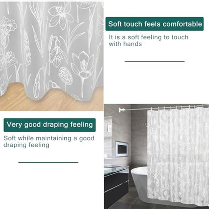 Shower Curtain Liner, 100% Waterproof Peva Shower Curtains with 3 Duty Heavy Bottom Magnets and 12 Rust Proof Grommets, 72x72 Weighted Shower Liner for Shower Stall, Bathtubs - color: Frosted Plant