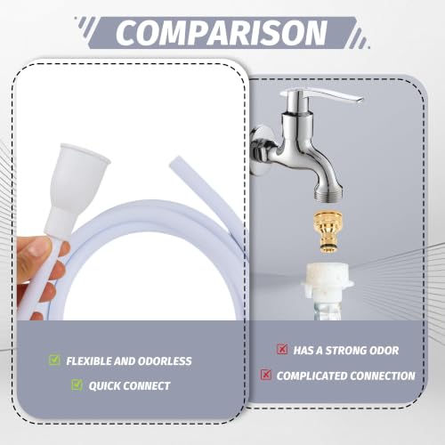 2 Pack Faucet Hose Adapter for Sink, 6.56FT Flexible PVC Water Tube Water Supply Extension with Adjustable Faucet Connector Hose Clamp for Pet Bathing, Plant Watering and Outdoor Cleaning