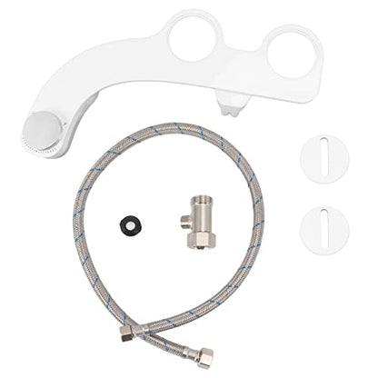 Bidet Attachment with Dual Nozzles, Non Electric Self Cleaning Water Bidet, Adjustable Pressure Fresh Water Wash and Mechanical Toilet Sprayer for Frontal Rear Cleansing