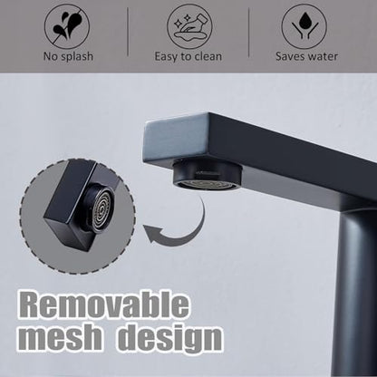 Bathroom Faucet Black 3 Hole, Matte Black Widespread Bathroom Faucet, 2-Handle 8-Inch Center Mount Bathroom Sink Faucet with Hose and Pop-Up Drain for RV Bath Vanity Lavatory, VAL079BRH - color: Matt Black