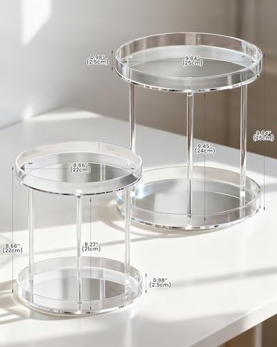 Lolalet 360 Degree Rotating Acrylic Perfume Organizer Stand, 2 Tiers Clear Perfumes Holder Display Rack, Makeup Skincare Organization for Vanity Bathroom Countertop -Medium, Clear - size: Medium