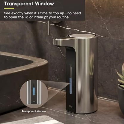 EKO Aroma Pro 13.5 fl oz Touchless Automatic Liquid Soap Dispenser, Rechargeable Hand & Dish Soap Dispenser for Bathroom and Kitchen, Waterproof, Adjustable Volume Control (Chrome Metallic) - color: Chrome Metallic, size: 13.5 oz (Premium Wireless Chargin