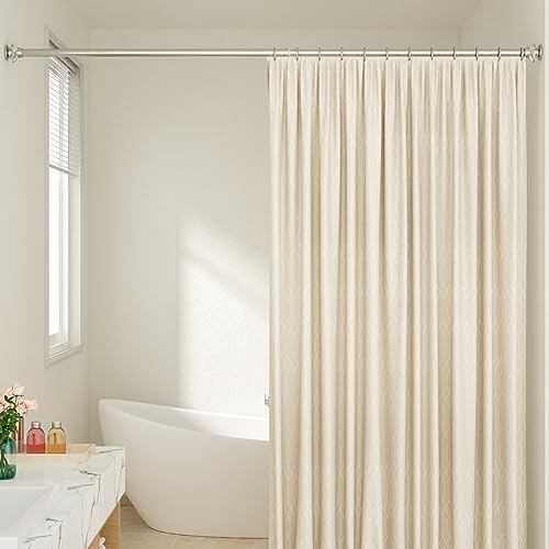 Shower Rod-EUPLAR Shower Curtain Rod, 43-72 Inches Adjustable Spring Tension Curtain Rod, No Drill, Rust Proof, Non-Slip Tension Shower Curtain Rods for Bathroom, Chrome