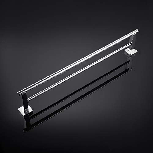 Miyili Bathroom Double Towel Bar 30-Inch Stainless Steel Bath Hand Towel Rack Wall Mount Polished Finish, A02C75B - color: Polished Steel, size: 30-Inch