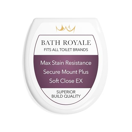 Bath Royale Soft Close Toilet Seat Round with Lid BR500-00 White, Comfortable, Durable, Sturdy, Stain-Resistant and Easy to Clean, Fits All Toilet Brands, Executive Series - color: White, size: Round