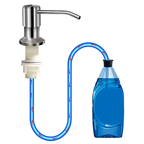 Soap Dispenser for Kitchen Sink, Brushed Nickel Countertop Soap Dispenser Pump, 47" Silicone Extension Tube Connect to The Soap Bottle Directly, Say Goodbye to Frequent Refills (Brushed Nickel) - color: Brushed Nickel