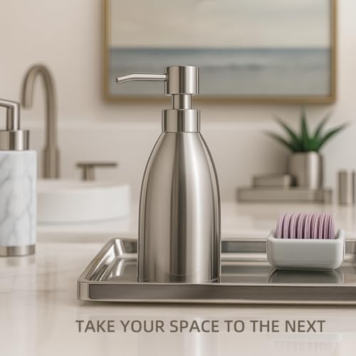 304 Stainless Steel Soap Dispenser 16oz Rust-Proof Liquid Soap Pump Bottle for Kitchen or Bathroom Countertop Hand Dish Lotion Leak-proof (Brushed Nickel) - color: Brushed Nickel