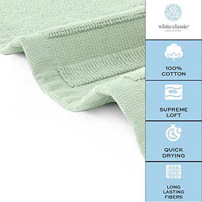 White Classic Luxury Bath Mat Floor Towel Set - Absorbent Cotton Hotel Spa Shower/Bathtub Mats [Not a Bathroom Rug] 22"x34" | 2 Pack | Mint Green - color: 10: Mint Green