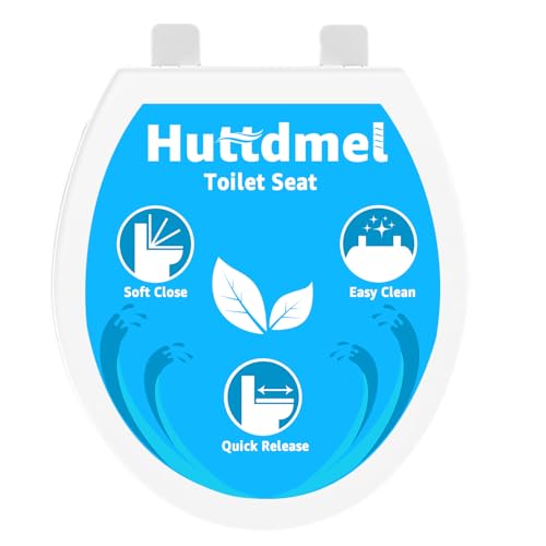 Huttdmel Toilet Seat Round 16.5 Inch & Quick Release - Quick Connect, Standard Toilet Lid Soft Close, PP Material Safe & Easy Clean and Install, Sturdy Accessories Never Loosen, White Plastic - color: White, size: Round 16.5inch & Quick-Release
