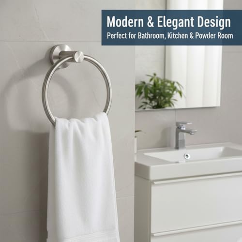 BGL Towel Ring Brushed Nickel, Bath Hand Towel Ring Stainless Steel Round Towel Holder for Bathroom - color: Brushed Nickel