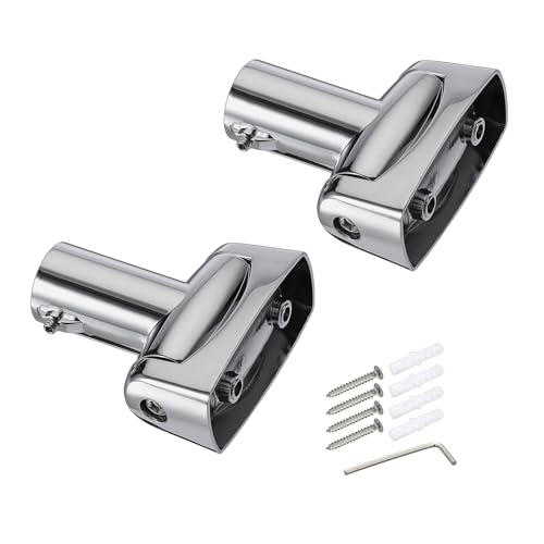 Kokone Shower Curtain Rod Bracket Set of 2 Adjustable 180° Rotation Bracket for Curved Shower Curtains Rod Sturdy Zinc Alloy Wall Mounted Shower Curtain Rod Holder for Bathroom,Wardrobe,Kitchen,Silver