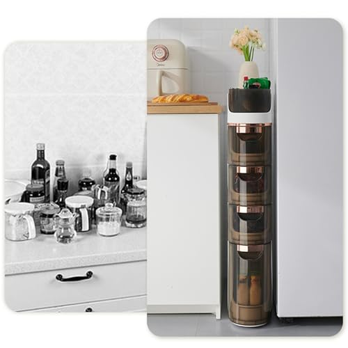 5 Tiers Narrow Bathroom Storage Cabinet with 4 Drawers,Movable Bathroom Floor Storage Cabinet with and Tissue Holder,Slim Cabinet for Small Space,Bathroom, Kitchen, Bedroom - style: 5-Tier-Rotatable Top