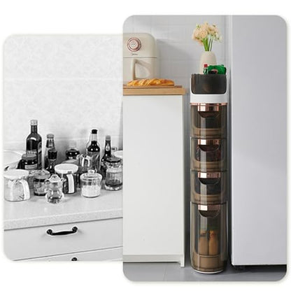 5 Tiers Narrow Bathroom Storage Cabinet with 4 Drawers,Movable Bathroom Floor Storage Cabinet with and Tissue Holder,Slim Cabinet for Small Space,Bathroom, Kitchen, Bedroom - style: 5-Tier-Rotatable Top
