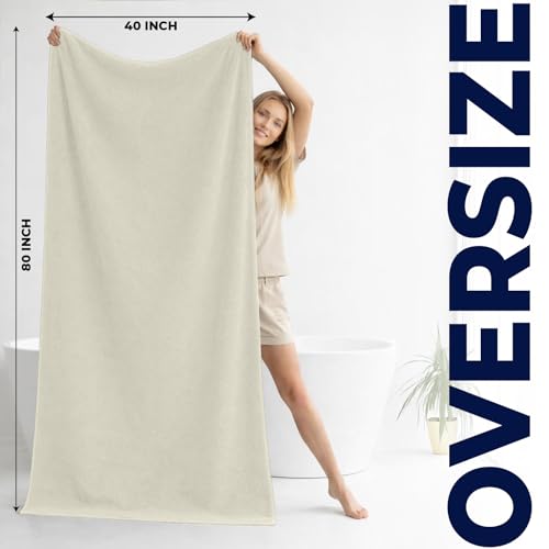 DAN RIVER Pack of 1 Bath Sheet 40x80 Inches, Extra Large Quick Dry Bath Towels, Hotel Collection Towels for Adults - Ivory - color: Ivory