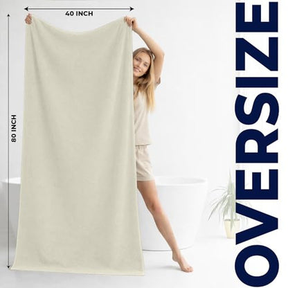DAN RIVER Pack of 1 Bath Sheet 40x80 Inches, Extra Large Quick Dry Bath Towels, Hotel Collection Towels for Adults - Ivory - color: Ivory