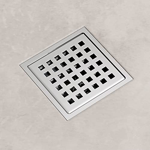 VIGO Elan 4.38 in. W x 4.38 in. L Square Shower Drain in Chrome - VG07004CH - color: Chrome, size: 4 in.