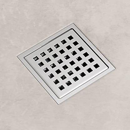 VIGO Elan 4.38 in. W x 4.38 in. L Square Shower Drain in Chrome - VG07004CH - color: Chrome, size: 4 in.