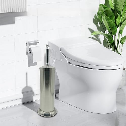 Silver Chrome Toilet Bowl Brush with Holder with Removable lastic Liner, Durable Bathroom Cleaning Tool, Bathroom Cleaner Brush for Efficient Cleaning and Hygiene - color: Chrome(mbb4828)