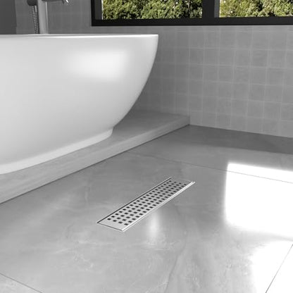 18 Inch Linear Shower Drain - Brushed Nickel, with Removable Grate | AISI 304 Stainless Steel Shower Drain, Long Rectangle Shower Floor Drain with Adjustable Feet, Fits Bathroom & Balcony etc - color: Brushed Nickel, size: 18 in