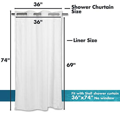 River Dream Snap in Shower Curtain Liner Replacement,Fit 36 x 74 Stall No Window Shower Curtain (36 x 69, Fabric) - size: 36"W x 69"L (Pack of 1)