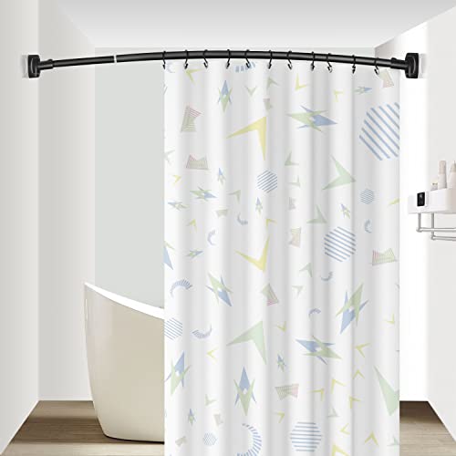 TOPROD Curved Shower Curtain Rod 48-72 Inches Adjustable Round Shower Rods | Black,Rounded Bowed,Stainless Steel,More Shower Space,Need to Drill,for Bathroom, Bathtub - color: Black