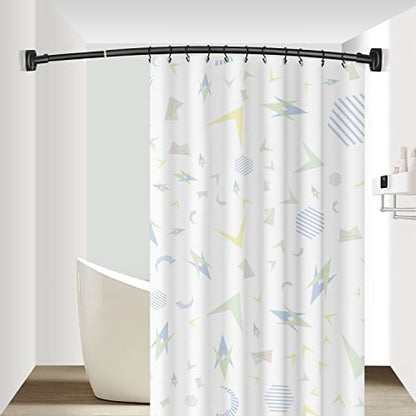 TOPROD Curved Shower Curtain Rod 48-72 Inches Adjustable Round Shower Rods | Black,Rounded Bowed,Stainless Steel,More Shower Space,Need to Drill,for Bathroom, Bathtub - color: Black
