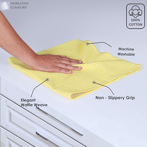 Dual Waffle Weave Dish Cloth, 12 Pack, 12x12 Inch, 100% Cotton, Reversible, Super Absorbent, Quick Dry, Soft for Cleaning, Durable Dishcloth Set, Hand Dish Rag, Lemon Yellow - color: Lemon Yellow