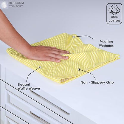 Dual Waffle Weave Dish Cloth, 12 Pack, 12x12 Inch, 100% Cotton, Reversible, Super Absorbent, Quick Dry, Soft for Cleaning, Durable Dishcloth Set, Hand Dish Rag, Lemon Yellow - color: Lemon Yellow