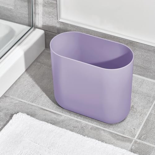 iDesign Small Slim Plastic Bathroom Trash Can, Purple | Garbage Can for Bedroom, Office, Desk, Dorm - color: Wisteria, style: Pack of 1