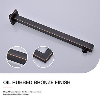 TRUSTMI 16" Square Shower Arm Oil Rubbed Bronze Wall Mount Extension | with Flange, Rainfall Shower Head Extension Arm, NPT 1/2" Wall Mounted, Heavy Duty Stainless Steel, ORB - color: Oil Rubbed Bronze