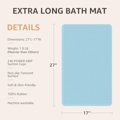 OTHWAY Bathtub Mat Non Slip, 27" x 17" Bath Mat for Tub, Machine Washable Shower Anti Slip Mat with 246 Strong Suction Cups (Lake Blue) - color: Lake Blue, size: 27" x 17" (Rectangular)