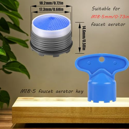 8PCS Faucet Aerator, 18.5mm Water-Saving Flow Limiter Set for Bathroom or Kitchen Replacement Parts, With 2PCS Wrench Disassembly Tool(1.5GPM)