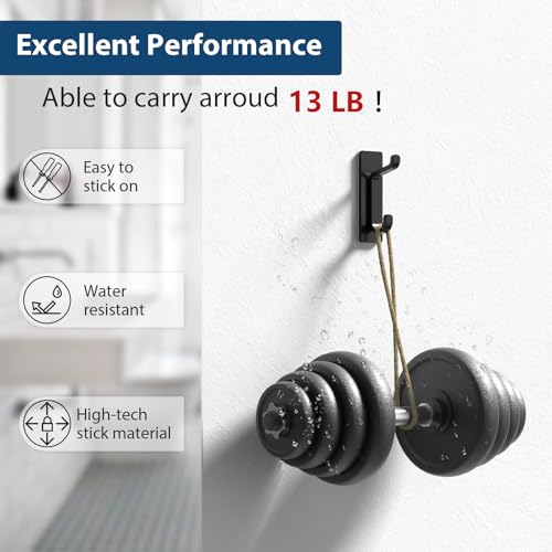 pickpiff 13LB Strong Stick-on Hooks for Coat & Towel, Black 4 Pack - color: Black, size: 4 Pack