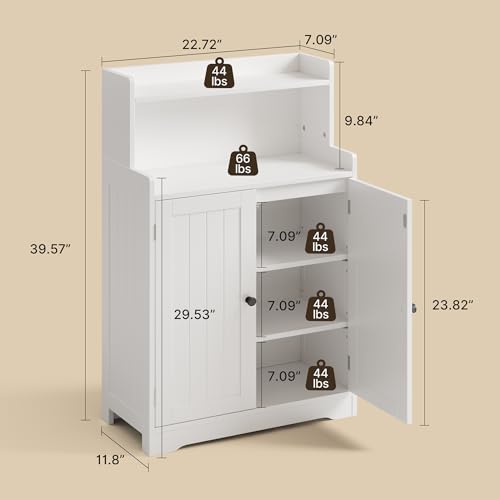 Gizoon White Bathroom Storage Cabinet Combo | Freestanding Tall Linen Tower + Floor Bathroom Cabinet with Adjustable Shelves, Multipurpose Organizer for Laundry, Kitchen