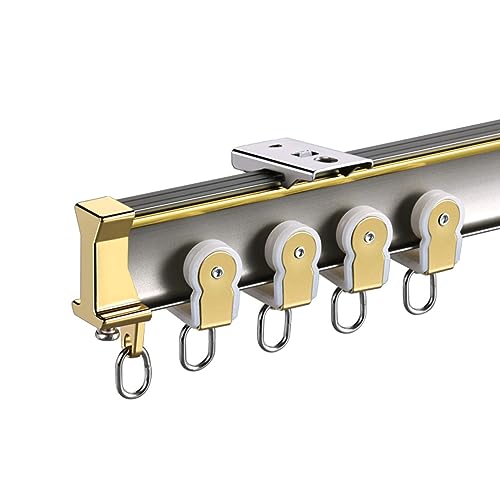 Flexible Bendable Curved Curtain Track, Ceiling/Wall Mount, Room Divider Curtain Rod, for L U Shape/Bay Window/Shower (Color : Champagne Top Mount, Size : 2.5m/8.2ft) - color: Champagne Top Mount, size: 2.5m/8.2ft