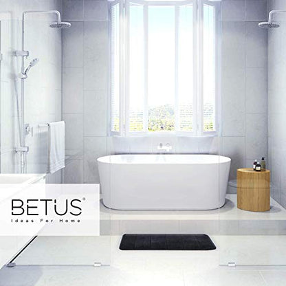 Betus Luxury Memory Foam Bath Mat - Water Absorbent, Super Cozy and Non-Slip Backing - Luxurious Velvet Comfort Bathroom Rug - 17"x24" (Black) - color: Black