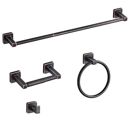 Bathroom Hardware Set 4 Pieces,Oil Rubbed Bronze Bathroom Accessories Set Stainless Steel Wall Mounted, Hand Towel Bar, Towel Ring, Robe Towel Hooks,Toilet Paper Holder,Towel Bar Set, 23.6 Inch - color: Oil Rubbed Bronze, size: 23.6Inch