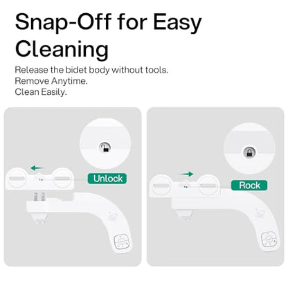hansrapo Left-Hand Bidet Attachment – Left Side Control for Tight Bathroom Spaces, Non-Electric, Dual Nozzle, Adjustable Water Pressure, Self-Cleaning,Ultra-slim Left Handed Bidet.