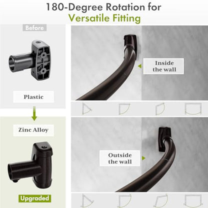 AmazerBath 20-84 Inches Arched Curved Shower Curtain Rod, Heavy Duty Shower Rod Rust Proof Bathroom Curtain Rod, Adjustable Telescoping Design Easy Segmented Installation, Need to Drill, Bronze - color: Bronze