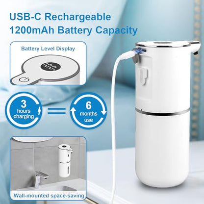 OHIFAST 2 Pack Automatic Liquid Soap Dispenser Touchless, USB Rechargeable Smart Hand Soap Dispenser, 6-Level Adjustable, 12.8oz/380mL Wall Mount for Bathroom Kitchen Dish Soap-White - color: 2 Pack- White, style: Liquid