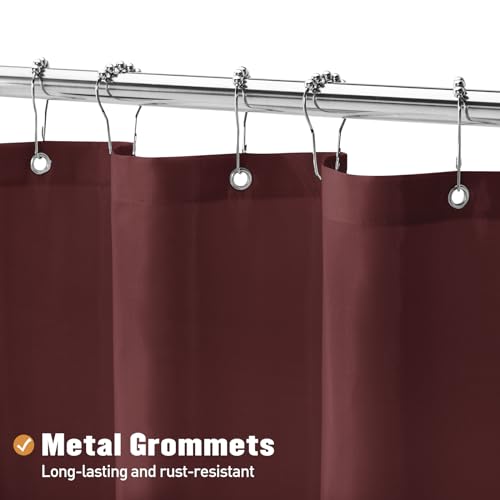 MitoVilla Long Fabric Shower Curtain Liner, Soft & Lightweight Shower Curtain Liner for Hotel, Machine Washable, Waterproof, 72x78 Inch, Burgundy - color: Fabric - Burgundy, size: 72"W x 78"L (Pack of 1)
