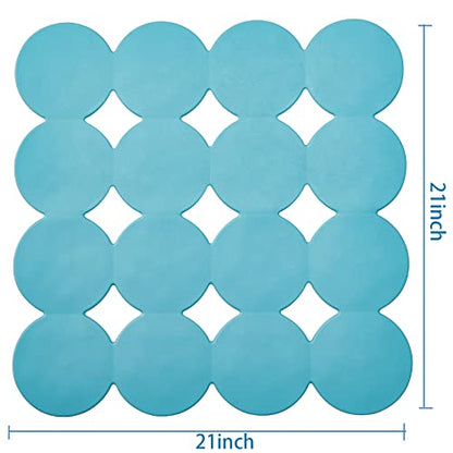Webos Square Shower Mat Nonslip - Rubber Bathtub Mat with Suction Cups for Inside Shower Bathroom Floor (Blue, 21X21“) - color: Blue
