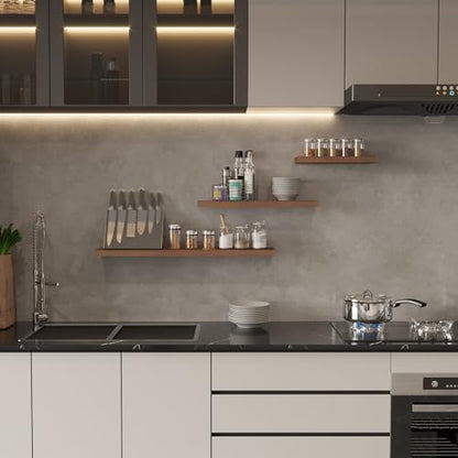 SAUMONIERES Floating Wall Shelves for Bedroom Bathroom Wall Mounted Solid Wood 36 Inches Long Shelf Set of 2, Walnut Floating Shelves - color: Walnut, size: 36 Inch-2 shelves