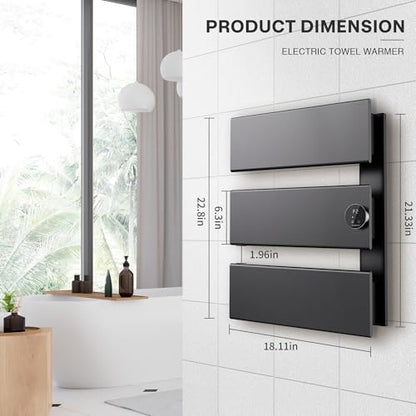 K&KALONZO Electric Towel Warmer Wall Mounted, Fast Heat in 2 Min, NTC Safety | 5 Timers & 3 Heat Levels Control, 2H Rapid Dry, Plug-In/Hardwired, Anti-Scald, Aluminum Heated Towel Rack for Bathroom, K3RB - color: Black, size: 3-Bar