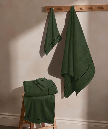 MyOwn Ultra Soft 6 Pack Cotton Towel Set, Contains 2 Bath Towels 28x55 inch, 2 Hand Towels 16x24 inch & 2 Wash Coths 12x12 inch, Ideal Everyday use, Compact & Lightweight - Olive Green - color: Olive Green, size: 6 Piece Set